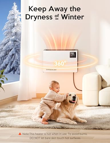 VAGKRI Quiet Electric Space Heater, Wall Mounted Heater 1500W Fast Heating with Remote, 3 Heating Modes, 24H Timer, Indoor Heaters with Stand Base for Bathroom, Bedroom, Living Room, Office