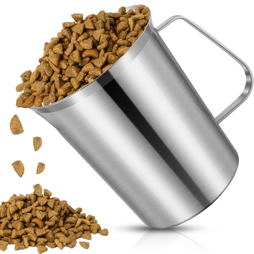 2 Cup Dog Food Scoop 304 Stainless Steel Dog Food Measuring Cups Pet Food Measuring Cups Scoop for Dog,Cat or Bird Food, Injection Molded and Dishwasher Safe - size: 2 Cup