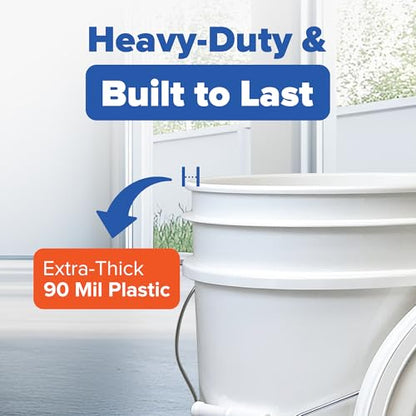 ePackageSupply 5 Gallon Bucket - Food Grade Bucket with Airtight Gamma Seal Screw-On Lid, BPA-Free, Heavy-Duty 90 Mil HDPE Plastic, Bulk Storage, Durable Container, Made in USA, White/Blue, 6 Packs - color: White/Blue, size: 6 Packs