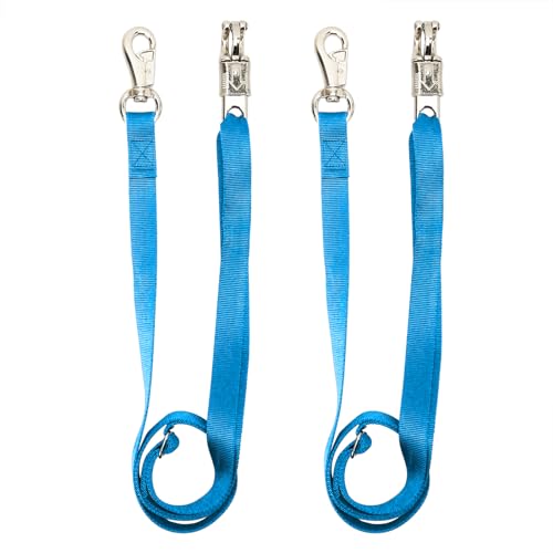 2PCS Cross Ties,Heavy Duty Adjustable Nylon Cross Ties for Horse Horse Trailer Tie with Panic Snap and Bull Snap,Adjustable Length from 44.5-78.5 Inch,Blue - style: Blue-2PCS