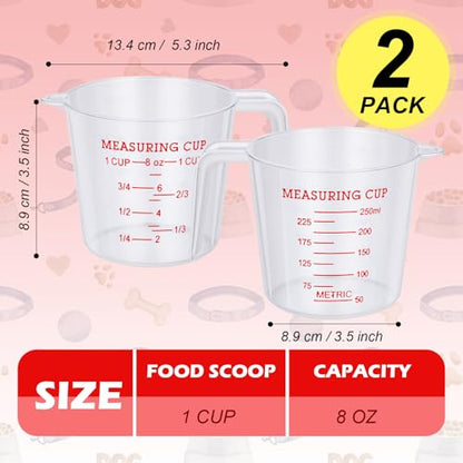 2 Pcs 1 Cup Dog Food Scoop Plastic Measuring Cups with Handle,Pet Food Measuring Scoops with Precise Markings for Dog, Cat or Bird Food (1 CUP) - size: 1 CUP