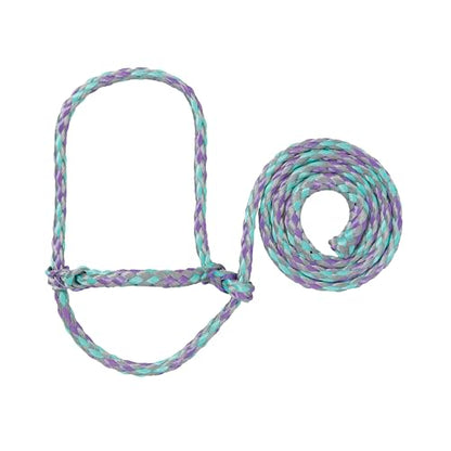 Weaver Livestock Braided Poly Rope Halter, 4 ft | Modern, Adjustable, Soft Braid, For Sheep & Goats - color: Gray/Lavender/Mint