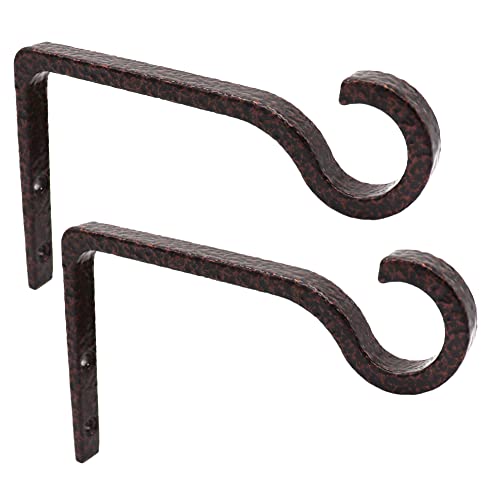 QIEGL Hanging Plant Bracket 6inch Metal Plant Hook Shepherds Hook Decorative Wall Plant Hanger for Hanging Lanterns, Bird Feeder, Flower Basket Indoor & Outdoor (2, Bronze hammertone) - color: Bronze hammertone, size: 6in Aluminum Alloy