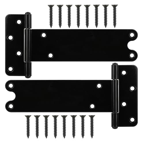 8 in T-Strap Shed Door Hinges,2 Pack Heavy Duty Tee Hinge, 300 Lbs Capacity, Black Gate Strap Hinges, Black Wrought Hardware for Wooden Fences, Barn Door, Shed Doors (Patent Pending) - color: Black, size: 8 in -2 pcs