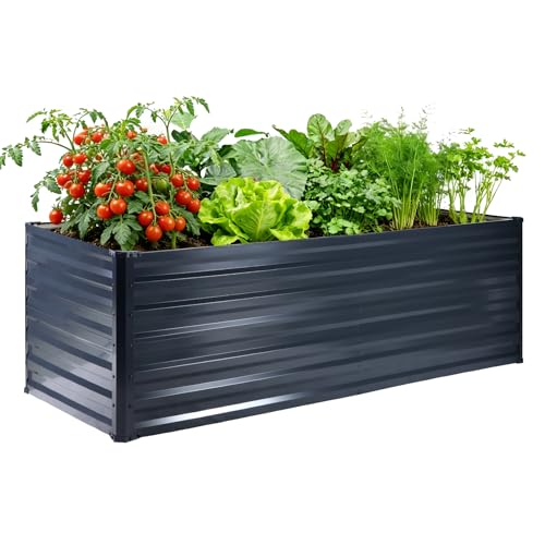 Galvalume Raised Garden Bed 8x4x1.95FT–3X Rust Resistant Aluminum-Zinc Steel,466 Gallon Extra Deep Metal Planter Box, Heavy Duty Outdoor Vegetable Garden Bed for Tomatoes, Potatoes & Root Crops - size: 8x4x1.95 FT (1 PC)
