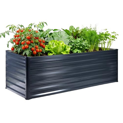 Galvalume Raised Garden Bed 8x4x1.95FT–3X Rust Resistant Aluminum-Zinc Steel,466 Gallon Extra Deep Metal Planter Box, Heavy Duty Outdoor Vegetable Garden Bed for Tomatoes, Potatoes & Root Crops - size: 8x4x1.95 FT (1 PC)