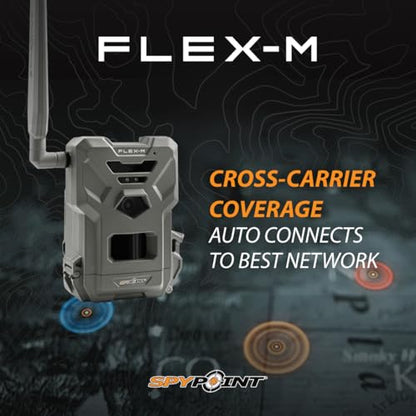 SPYPOINT Flex-M Cellular Trail Camera - Best Hunting Accessories, No WiFi Needed, Night Vision, Motion Activated, Dual-Sim LTE, IP65 Water-Resistant Game Camera, 28MP Photos, 720p Videos + Sound (1) - color: Camera Only, size: Pack of 1