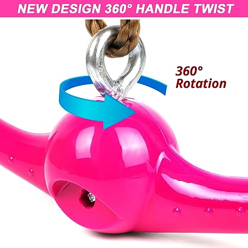 YAMIPROBI Ninja-Twister Swing Spins Set: Slackline Attachments - 360° Handle Twist-Spin Flips Toy Activate Ninja Powers - Ninja Warrior Accessories - Kids Ninja Hang Toys for Playground Backyard,Pink - color: Pink