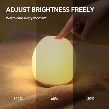 Egg Light for Nursery Silicone Baby Night Light Portable Soft Warm Touch Night Lamp Stepless Dimming with 30-Min Timer for Breastfeeding Kids Bedroom