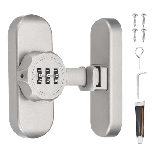 PATIKIL 90/180 Degree Barn Door Combination Lock with Password, 3 Digit Mechanical Password Lock for Sliding Door Gate Cabinets Closet, Silver Gray - color: Silver Gray