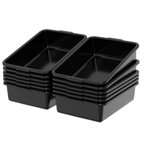 Xyskin 12-Pk Plastic Storage Bin, Bus Utility Tub, Heavy Duty Commercial Dishwashing Box for Restaurant Kitchen Organization and Storage, 13L, Black - size: 13L-12 Packs
