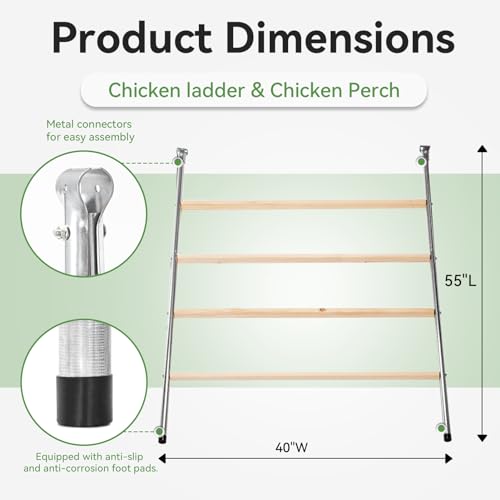 PETSFIT Square Chicken Roosting Perch, Perfect for Backyard Poultry, Chickens Perch for Coop, Easy to Assemble&Clean, Farm Chicken Toys (55" L x 40" W) - size: 55.0"L x 40.0"W x 2.5"H