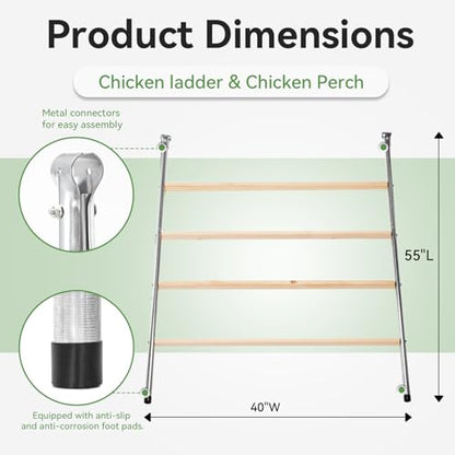 PETSFIT Square Chicken Roosting Perch, Perfect for Backyard Poultry, Chickens Perch for Coop, Easy to Assemble&Clean, Farm Chicken Toys (55" L x 40" W) - size: 55.0"L x 40.0"W x 2.5"H