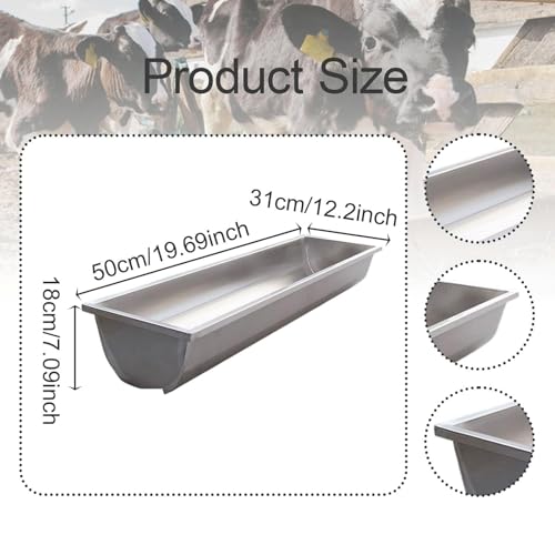 Feed Trough Goat Feeder Stainless Steel Easy to Clean Heavy Duty Livestock Feeder Waterer for Cow Cattle Deer Pigs Sheep