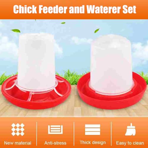 Chick Feeder and Waterer Set, 1L Baby Chicken Waterer Feeder Starter Kit, Hanging Poultry Drinker Quail Feeder, Small Coop Water Dispenser for Chickens, Turkeys, Ducks (1 Set) - color: 1 Set
