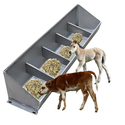 Stainless Steel Livestock Feeder Trough - Wide Design for Efficient Feeding of Pigs, Goats, Sheep, Horses - Durable & Easy to Clean Farm Equipment - size: L 1.5m/4.9ft 5 bit