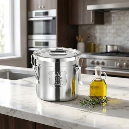304 Stainless Steel Airtight Storage Bucket with Lid, Food Grade Sealed Canister for Kitchen, Rice, Flour, Grain, Pet Food, Waterproof Camping Storage Container(72L/19Gal) - size: 72L/19Gal