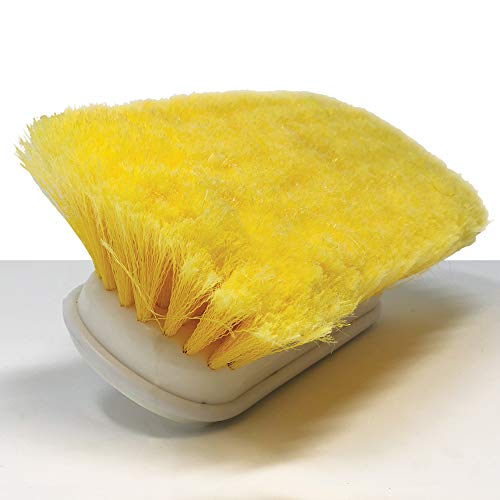 Soft Boat Deck Brush, Heavy-Duty Marine Brush Head, 8" Bristle with Bumper, 3/4" Thread Handle, for RV, Truck, and Auto Cleaning