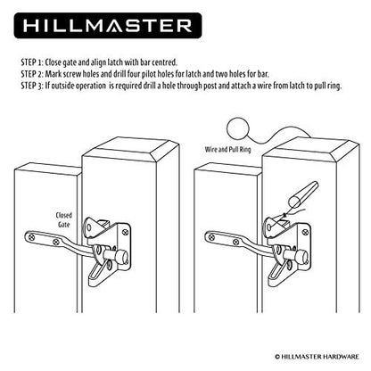 HILLMASTER Upgrade Self-Locking Gate Latch for Wooden Fence, Automatic Gravity Lever Door Latches with Longer Fasteners & Pull String for Secure Pool, Garden, Black Finish/4.7in, 2 Pack - size: 2 Pack