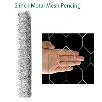 72 in x 50 ft, 2 inch Metal Mesh Pencing, Chicken Wire Fencing, Hexagonal Galvanized Poultry Wire Netting for Chicken, Duck, Goose, Rabbit Fencing - size: 72 in x 50 ft 2 in