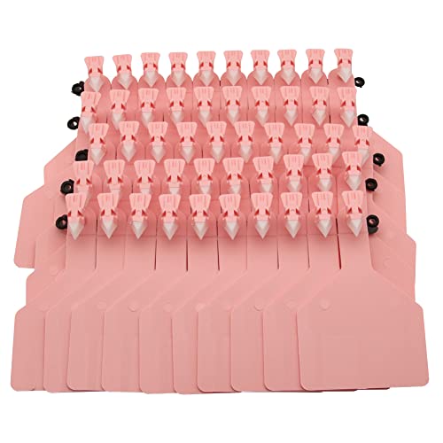 50 Pcs One-Piece Blank Cattle Ear Tags TPU Flexible Livestock Identification for Cow Sheep Goat Pig, Large Size Tagging Farm Animal Supply (Pink) - color: Pink