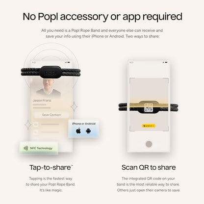 Authentic Patented Popl Bracelet™ (Avoid Fake Knockoffs) - Smart NFC Networking Card - Simply Tap to Exchange Contact Info, Capture Leads, & Manage Contacts (Black Rope Style) - color: Black Rope Style