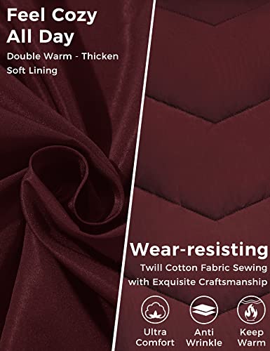 wantdo Women's Quilted Winter Coats Hooded Warm Puffer Jacket with Fleece Hood - color: Wine Red, size: X-Large