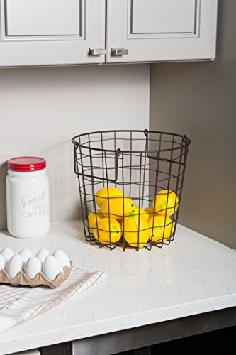 DII Metal Wire Mesh Stackable Utility Storage Bin, Small Round, 12x12x10", Bronze - color: Bronze, size: 12 x 12 x 10 inches
