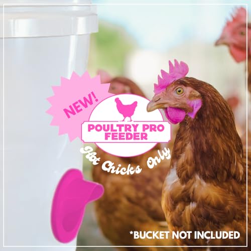The Original Poultry Pro Hot Chick Feeder Kit - As seen on Shark Tank, 3 Ports, 3 Seal Bushings & Hole Saw, Gravity Fed, Chicken Accessories, Use for Buckets, Bins & Troughs (Bucket Not Included) - style: Hot Chick Feeder Kit