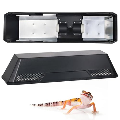 Dual Reptile Light Fixture Reptile Heat Lamp Fixture with Separate Switches Fit,150W Max - E26 Socket for Heat & UVB Lamps, Heat Bulb for Reptile Glass Terrariums
