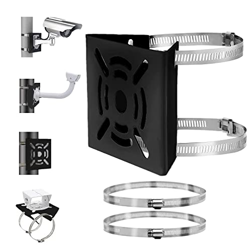 Universal Vertical Pole Mount Adapter Bracket for CCTV Security Camera PTZ Dome Vertical Pole Mounting Bracket Black with 2 Loops - size: 1 PACK
