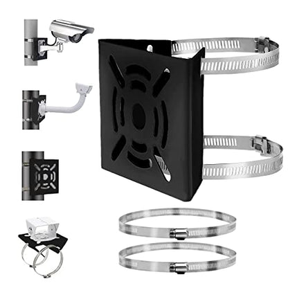 Universal Vertical Pole Mount Adapter Bracket for CCTV Security Camera PTZ Dome Vertical Pole Mounting Bracket Black with 2 Loops - size: 1 PACK