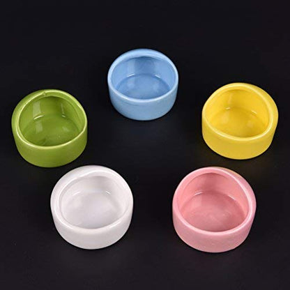2 Pcs Gradient Side Hamster Ceramic Bowl, Cute Small Animal No Spill No Turnover Food Water Bowl, Suitable for Mouse, Chinchilla, Rat, Gerbil and Dwarf Hamster, Pet Supplies - color: White-Blue