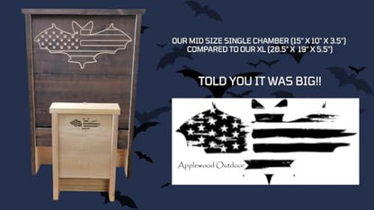 Made in USA- XL Brown Stained Pine Bat House, 3 Chamber Bat Box, Easy-to-Install Wooden Bat House Kit, Weather-Resistant Bat Houses for Outdoors, with Mounting Screws - Applewood Outdoor - style: XL 3 Chamber Brown