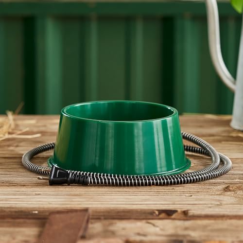 Farm Innovators QT-1 1 Quart Electric Heated Pet Water Bowl with Thermostatic Control and Anti Chew Cord Protector, 25 Watt, Green (2 Pack) - size: 1 Qt