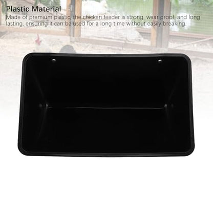 Plastic Hanging Chicken Feeder with Clips, Large Capacity, Black, 11.2x5.5 Inch - Space Saving, Durable Material, Ideal for Poultry and Livestock Feeding