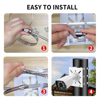 ZT-NET Universal Vertical Pole Mount for Security Camera, Heavy-Duty Metal Bracket with 3 Loops, for CCTV/PTZ Dome Cameras, Wall/Stage Lights & Solar Panels