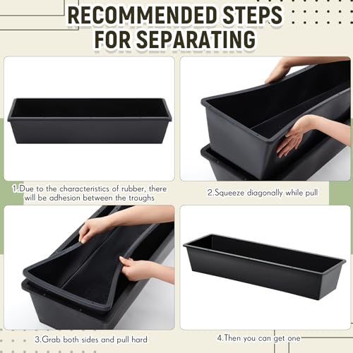 Geelin 2 Pack 38.6 Long Livestock Feeding Trough, 11 Gal Water & 66 Lbs Feed Capacity Livestock Water Trough with Adjustable Stand, Large Capacity Farm Animal Feeder for Horses, Goats, Sheep, Cattle