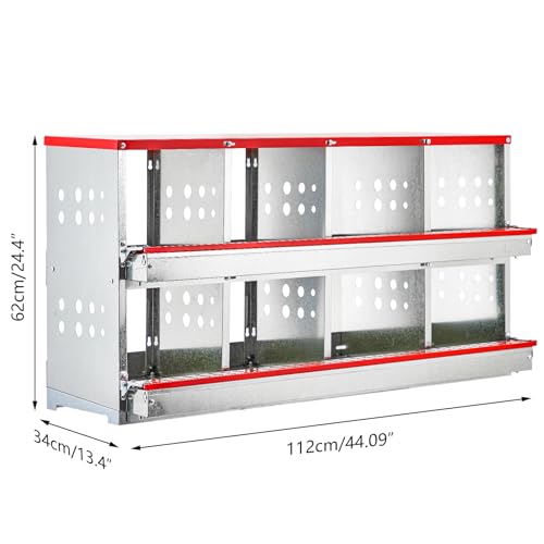 Garvee Chicken Nesting Boxes for Laying Eggs, 8 Compartment Metal Roll Out Away Nesting Boxes for Hens, Nesting Gift Boxes for Chickens Duck Poultry, Heavy Duty Chicken Coop with Perch