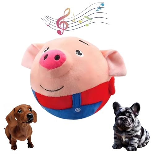 Interactive Dog Toys, Active Moving Pet Plush Toy, Squeaky Dog Ball Toy with Recording Sound, Cute Cartoon Design for Small Medium Large Dogs, Durable & Washable Interactive Plaything (Red Pig) - color: Red Pig