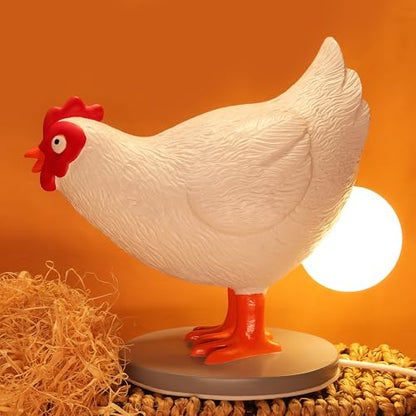 OkiyiD Chicken Egg Lamp, Funny Hen Chicken Table Lamp, LED Egg Night Lght, Resin Chicken with Stepless Dimming Function, Decoration for Home, Bedroom, Study Room