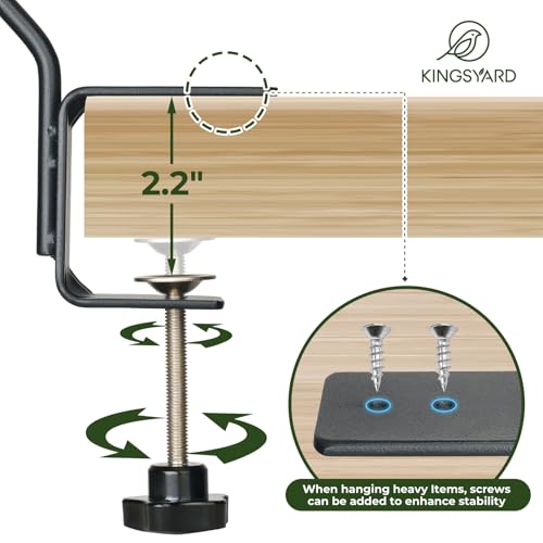 Kingsyard Middium Heavy Duty Deck Hook - 10 inch Metal Deck Railing Hooks for Hanging Bird Feeders, Planters, Suet Baskets, Lanterns, Wind Chimes - size: 10" Clamp Mounted