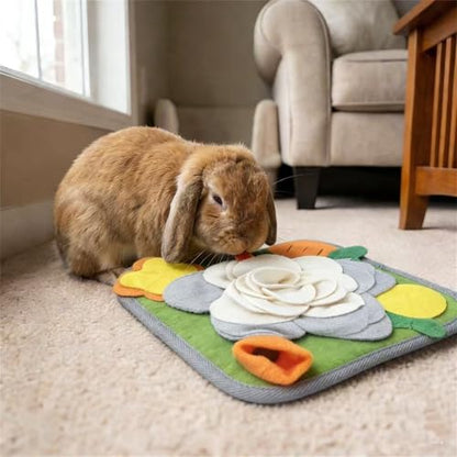 Rabbit Foraging Mat Snuffle Mat for Small Animals Rabbit Toy 11.81"x11.81" Rabbits Snuffle Mat Pets Interactive Feeding Matt Treat Dispenser for Bunny Guinea Pigs Ferrets Chinchillas (#B) - color: #B
