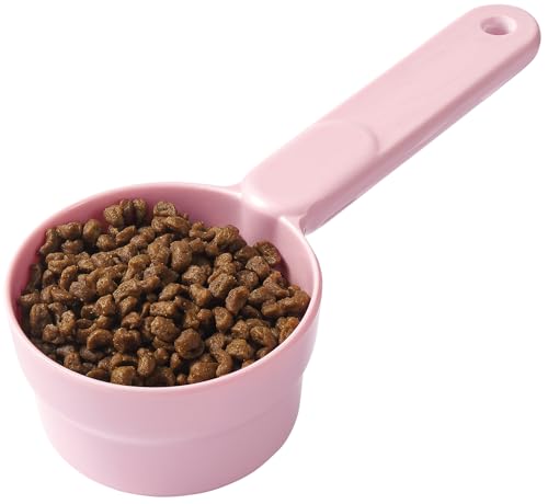 Joyinjojo Dog Cat Food Scoop - Pet Food Scoop Dog Food Measuring Cup 1/2 1/4 Cup, Comfortable Long Handle for Easy to Scoop Food, Soft Pink 1/2 Cup - color: Soft Pink, size: 1/2 Cup