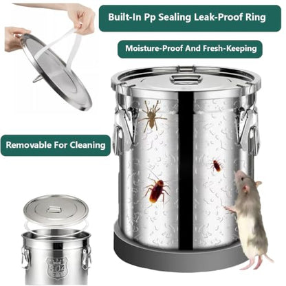 304 Stainless Steel Flour Canister, 9L/2.4Gal Airtight Metal Canisters with Lids, Stainless Steel Storage Containers for Kitchen Outdoor - size: Standard 9L/2.4gal