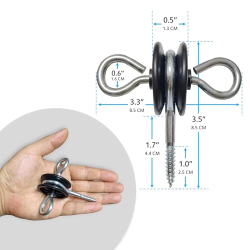 QMARK 10 Pack Electric Fence Wood Post Anchors, Wood Post Screw-in Insulators, Screw-in Gate Handle Anchor, 2-Ring Black Handle Anchors