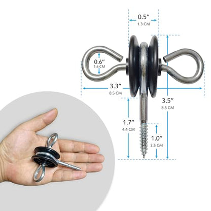QMARK 10 Pack Electric Fence Wood Post Anchors, Wood Post Screw-in Insulators, Screw-in Gate Handle Anchor, 2-Ring Black Handle Anchors