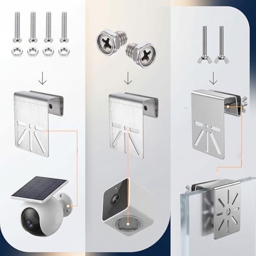 2 Pcs Heavy Duty Stainless Steel Gutter Mount for Security Camera, No-Drill Tool-Free Installation, Anti-Rust Outdoor Camera Bracket for 1/4'' Thread Hole (Silver)