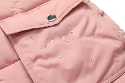 MOERDENG Women's Waterproof Long Winter Coat Thickened Down Alternative Jacket Warm Puffer Jacket Parka - color: Pink, size: Medium