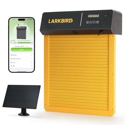 LARKBIRD Automatic Chicken Coop Door with Audio Recall Function, Solar Chicken Coop Door with Timer & Light Sensor, App Control Chicken Door with Anti-Pinch System (Yellow) - color: Yellow